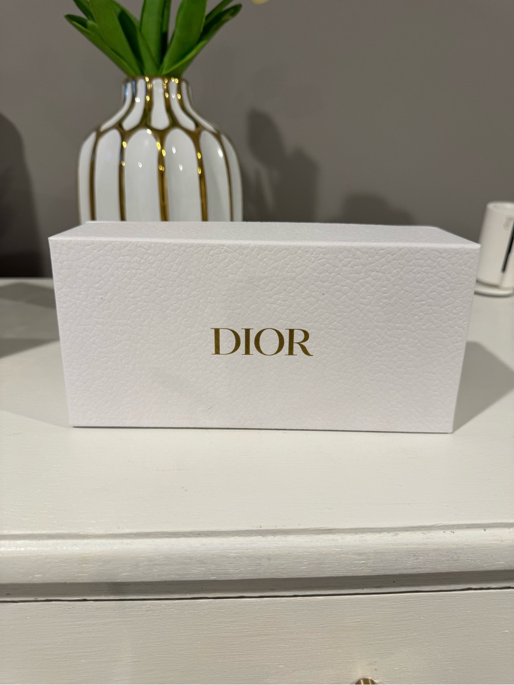 Dior White Box with Gold Logo - Elegant Home Dining Accessory